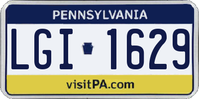 PA license plate LGI1629