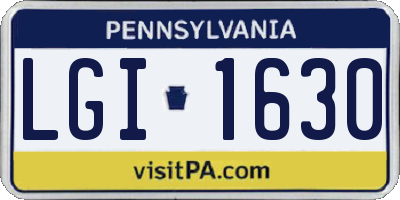 PA license plate LGI1630