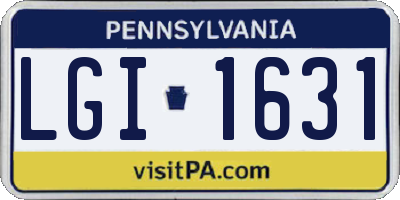 PA license plate LGI1631