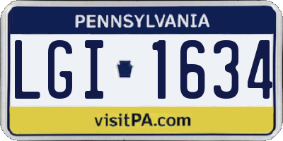 PA license plate LGI1634