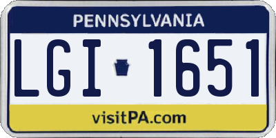 PA license plate LGI1651