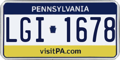 PA license plate LGI1678