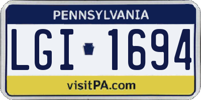 PA license plate LGI1694