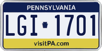 PA license plate LGI1701