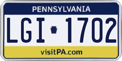 PA license plate LGI1702