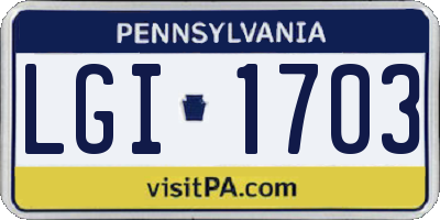 PA license plate LGI1703