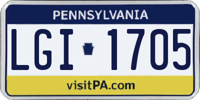 PA license plate LGI1705