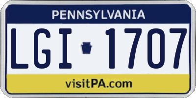 PA license plate LGI1707