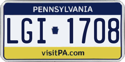 PA license plate LGI1708