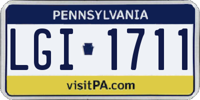 PA license plate LGI1711
