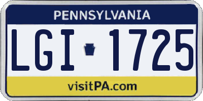 PA license plate LGI1725