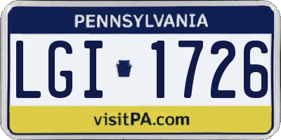 PA license plate LGI1726