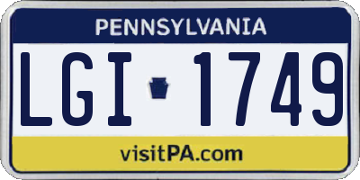 PA license plate LGI1749