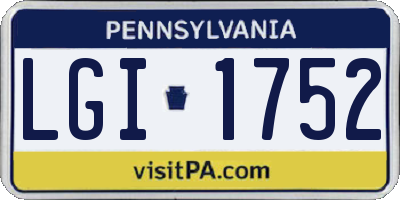 PA license plate LGI1752