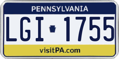 PA license plate LGI1755