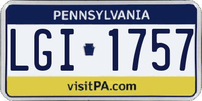 PA license plate LGI1757