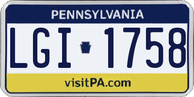 PA license plate LGI1758