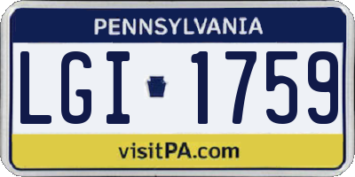 PA license plate LGI1759