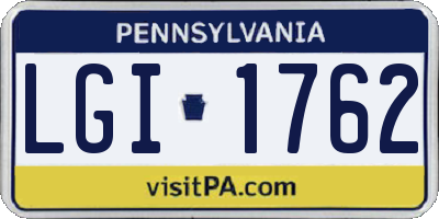 PA license plate LGI1762