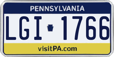 PA license plate LGI1766