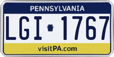 PA license plate LGI1767