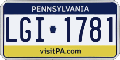 PA license plate LGI1781