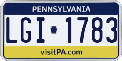 PA license plate LGI1783