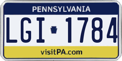 PA license plate LGI1784