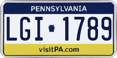 PA license plate LGI1789