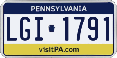 PA license plate LGI1791