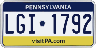 PA license plate LGI1792