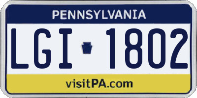 PA license plate LGI1802