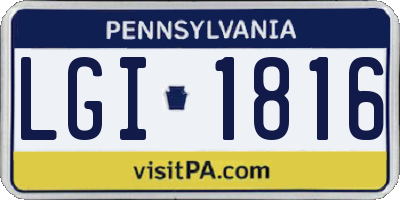 PA license plate LGI1816