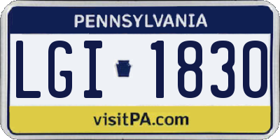 PA license plate LGI1830