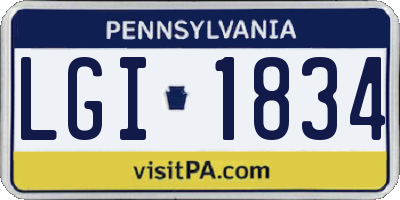 PA license plate LGI1834