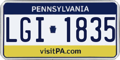 PA license plate LGI1835