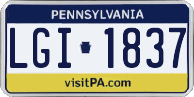 PA license plate LGI1837
