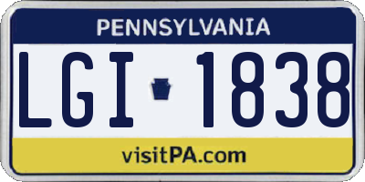 PA license plate LGI1838