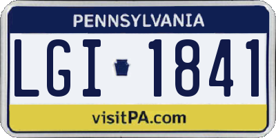 PA license plate LGI1841
