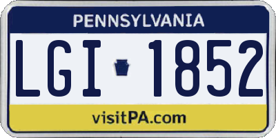 PA license plate LGI1852
