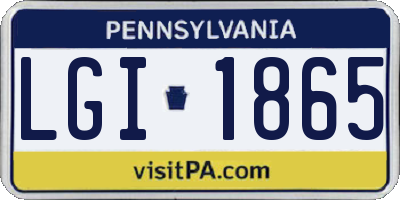 PA license plate LGI1865
