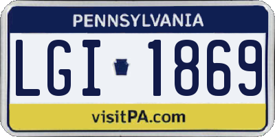 PA license plate LGI1869