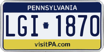 PA license plate LGI1870