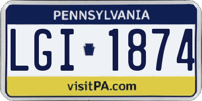 PA license plate LGI1874