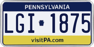 PA license plate LGI1875