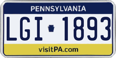 PA license plate LGI1893