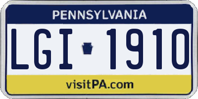 PA license plate LGI1910