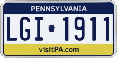PA license plate LGI1911