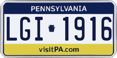 PA license plate LGI1916
