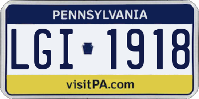 PA license plate LGI1918